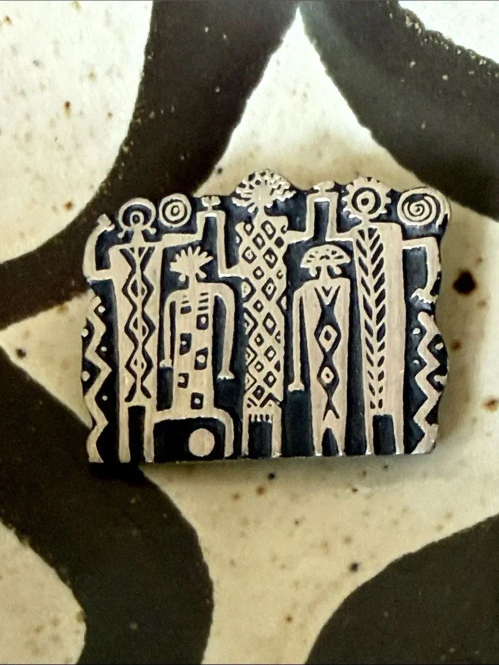 ALICE SEELY Urban Fetishes Brooch Pin 2000 Pewter Southwestern Tribal